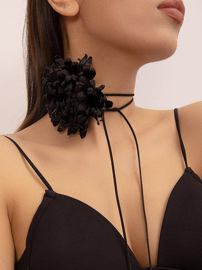 Color Three-dimensional Flower Tied Necklaces Accessories