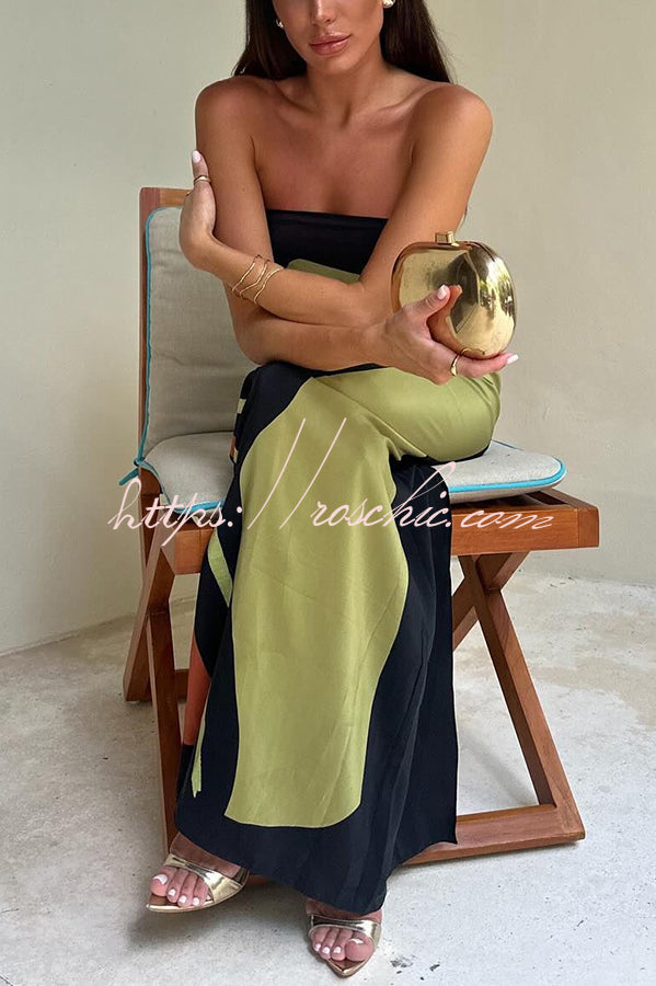 Jaime Abstract Print Elasticated Off Shoulder Vacation Loose Maxi Dress