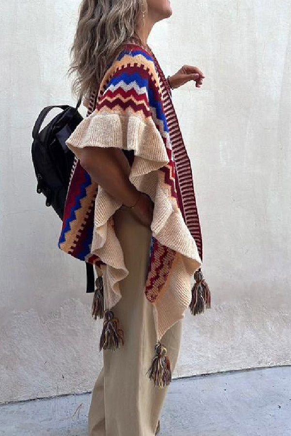 Ruffled Style Knitted Cardigan