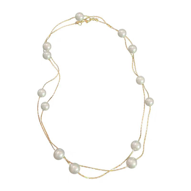 Gold Alloy Double Layered Pearl Necklace
