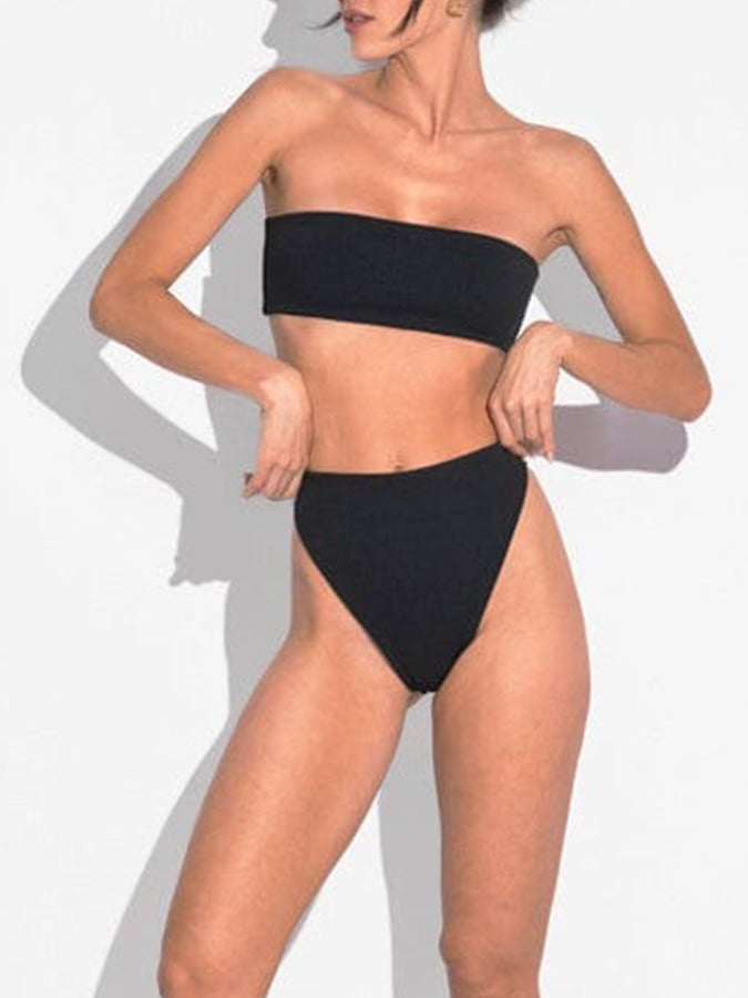 Black Laser-cut Maxi Dress Cover-up and Black Bikini