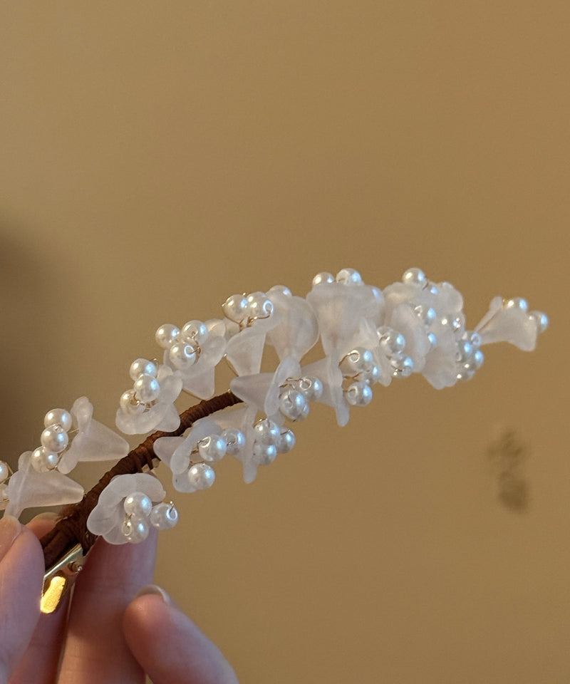 Chinese Style White Alloy Pearl Hairpin