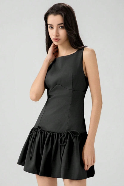 Color Bow Sleeveless Mini Dress
