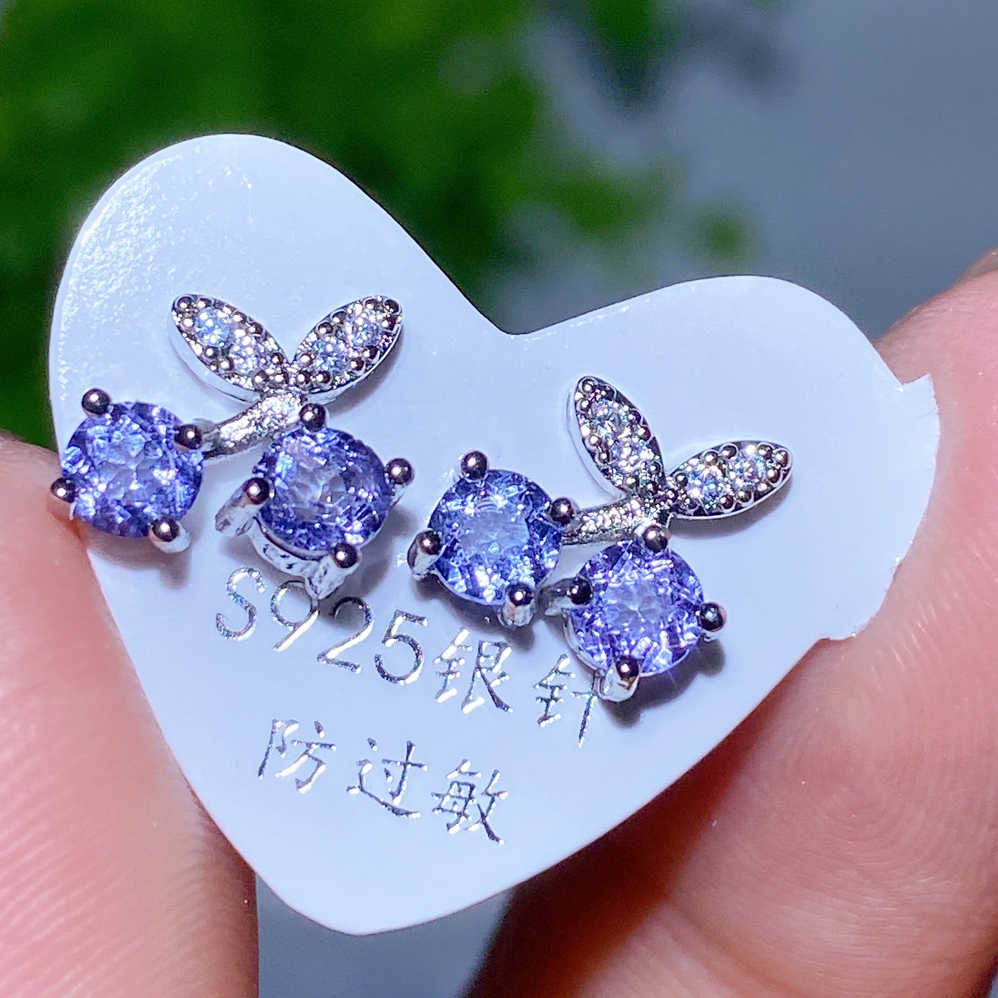 Adjustable Amethyst Crystal Ear Stud Earrings for Healing