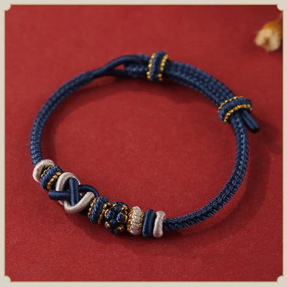 Adjustable Colorful String Peace Knot Bracelet for Protection and Luck