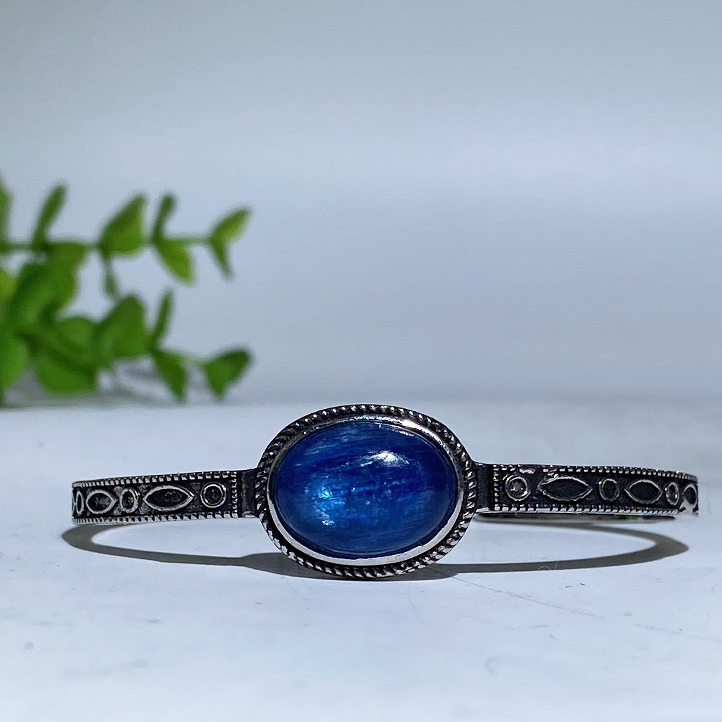 Adjustable Labradorite Crystal Healing Bangle With Dragon Motif