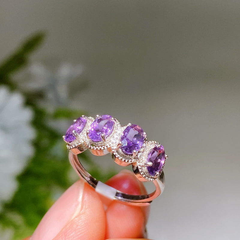 Adjustable S925 Crystal Healing Ring With Multi Gemstones