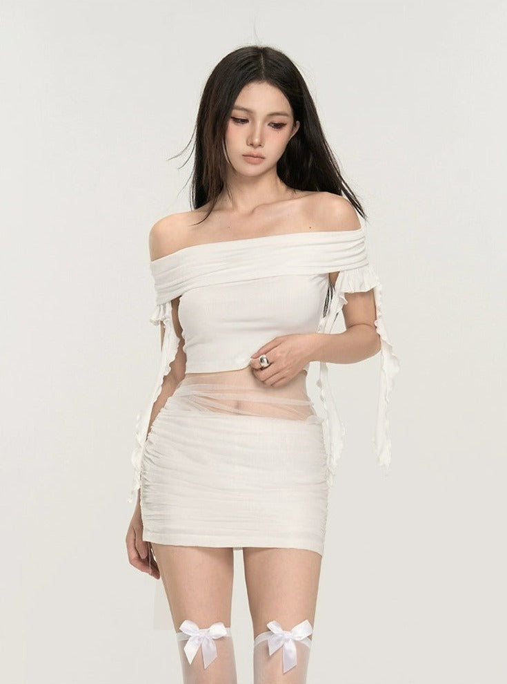 Off-shoulder Ruched Blouse
