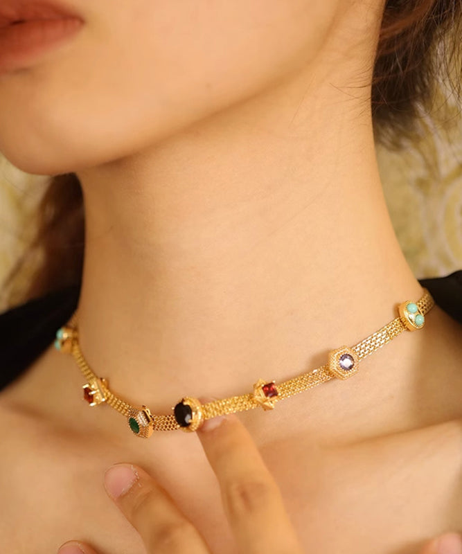 Rainbow Alloy Zircon Turquoise Gem Stone Princess Necklace