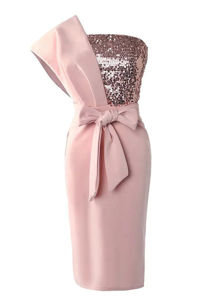 Day Sequins Patch One Shoulder Midi Dress