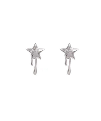 Silk Metal Alloy Zircon Star Stud Earrings