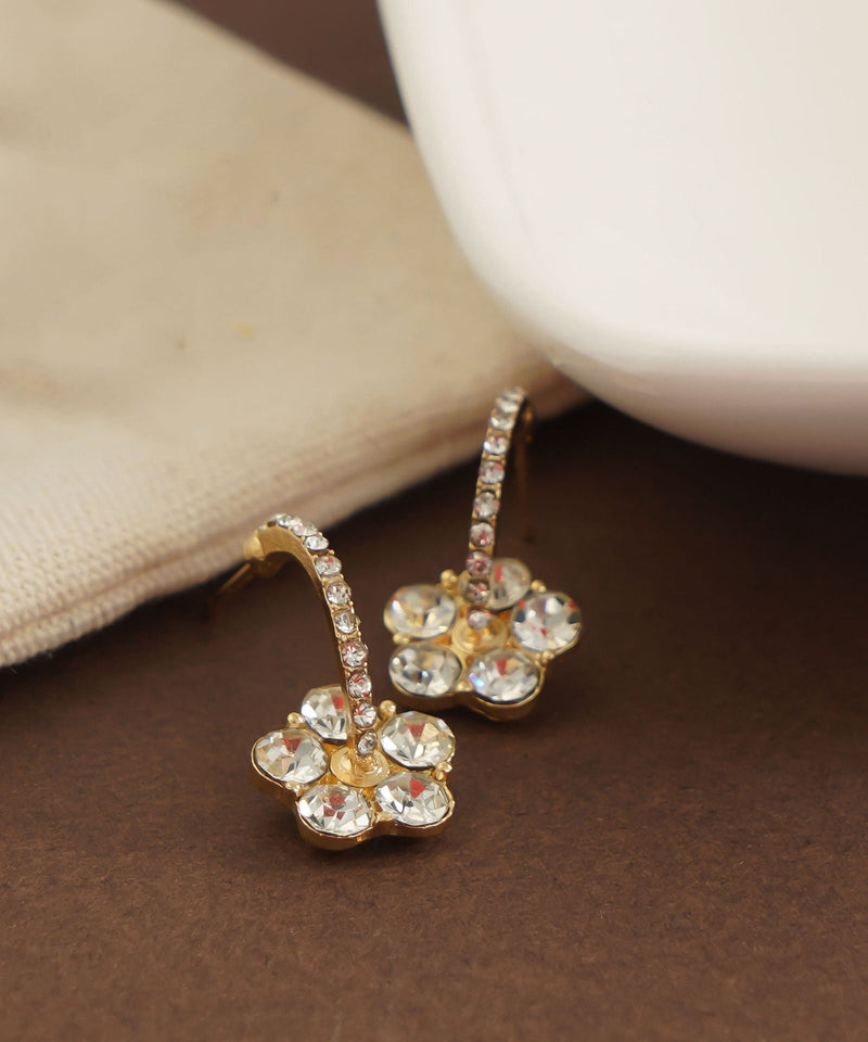 Stylish Gold Copper Overgild Zircon Stud Earrings