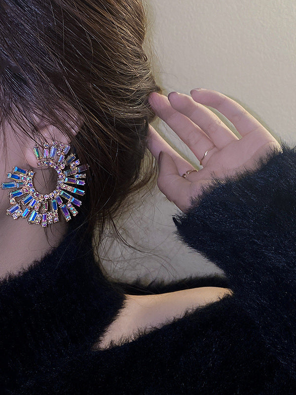 Statement Multi-colored Rhinestone Earrings Accessories