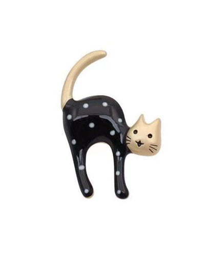 Black Alloy Dot Little Cats Brooches