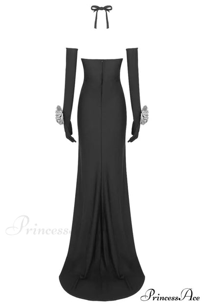 Afaf Halter Flower Charming Detail Maxi Dress