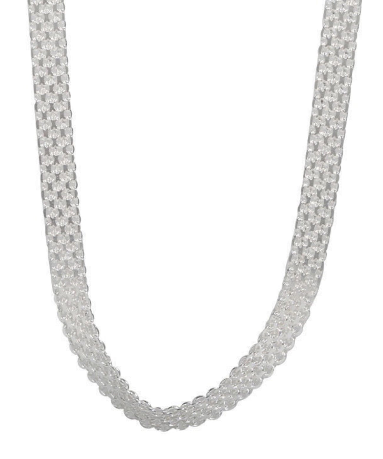 Simple White Sterling Silver Hand Woven Collar Necklace