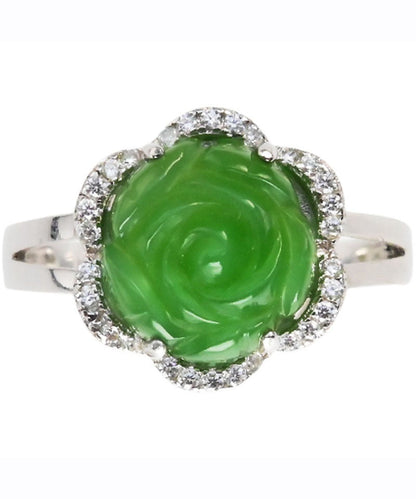 Oversize Green Sterling Silver Jade Zircon Rings