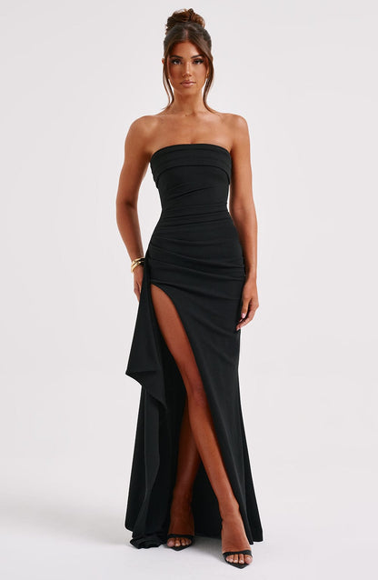 Aelred - Strapless Slit Maxi Dress