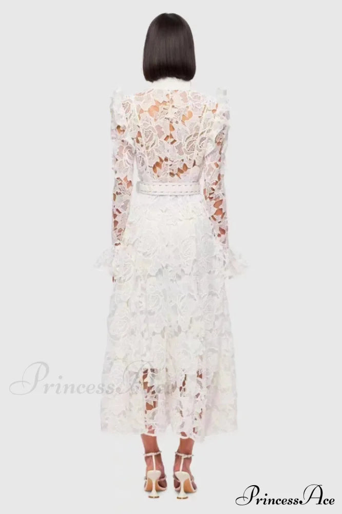 Aliyah Lace Charming Sleeve Midi Dress