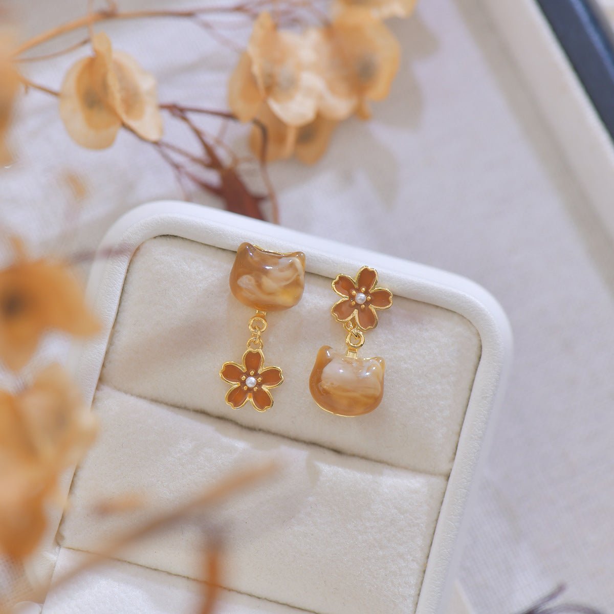 Amber Cat Earrings