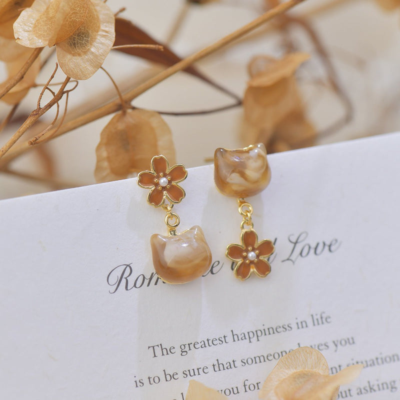 Amber Cat Earrings