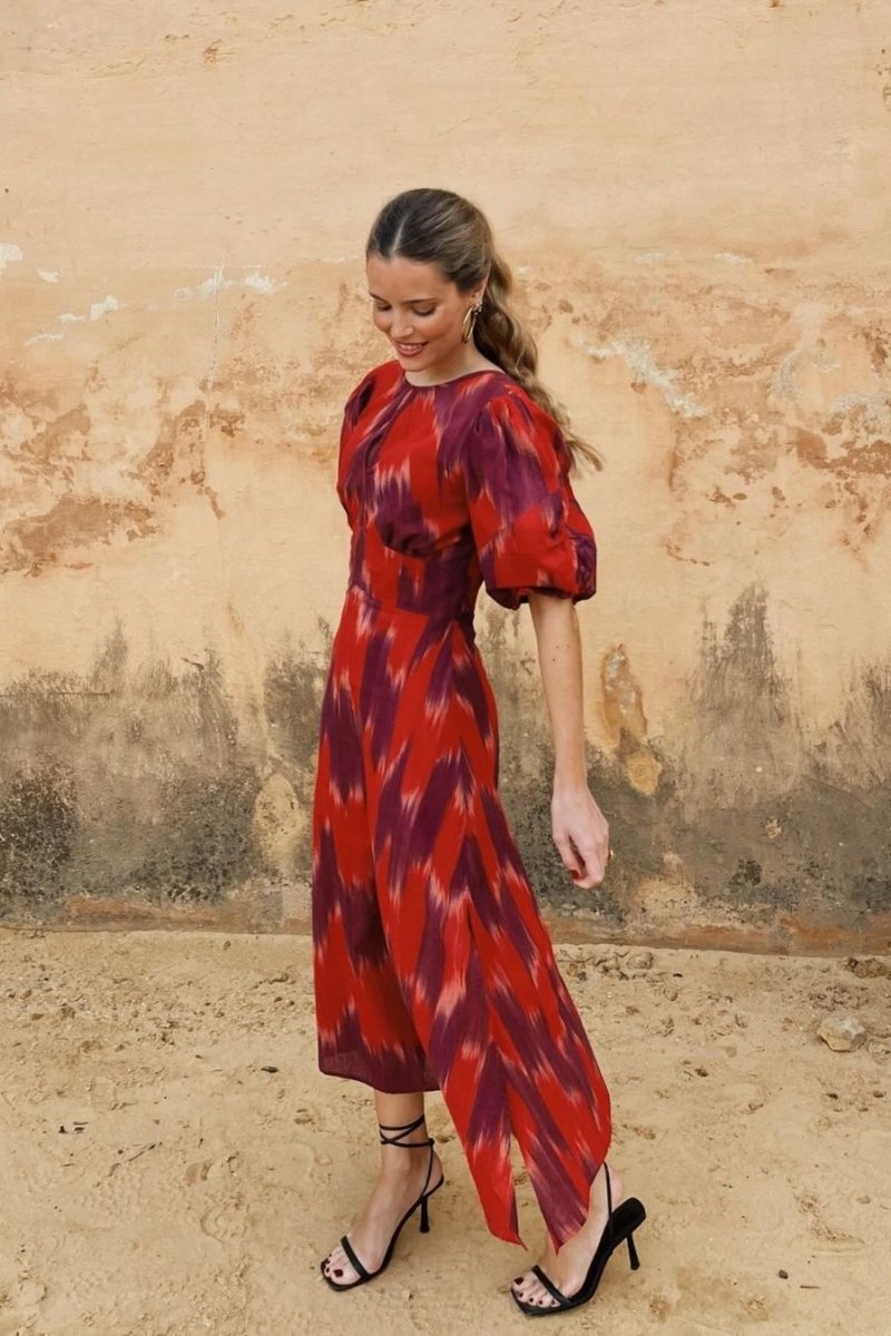 Amelia Tie Dye Balloon Sleeve Midi Dress