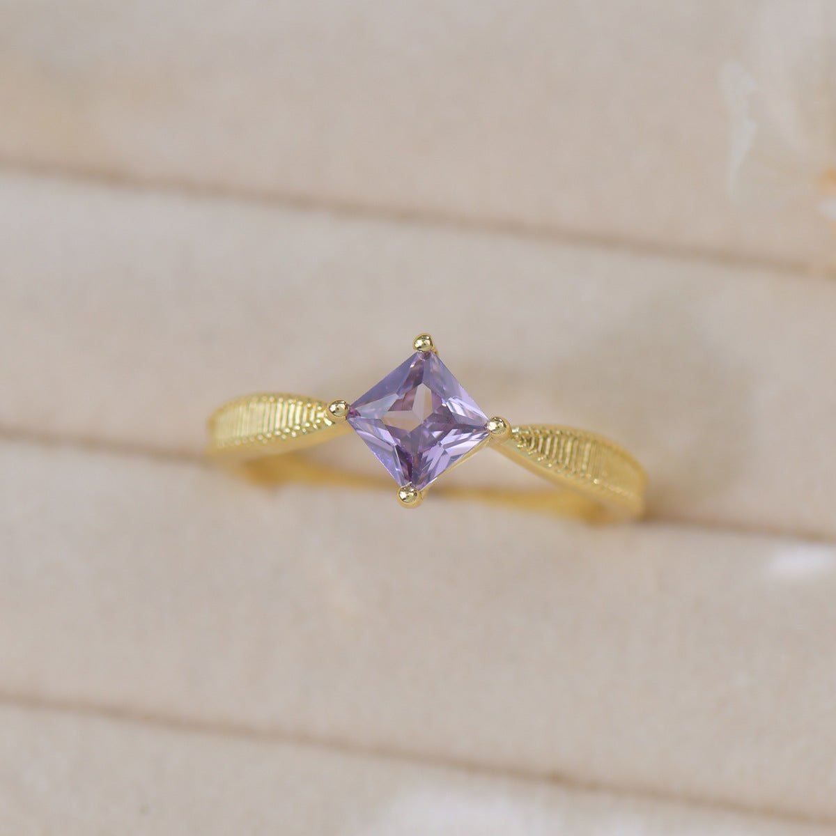 Amethyst Princess Solitaire Ring