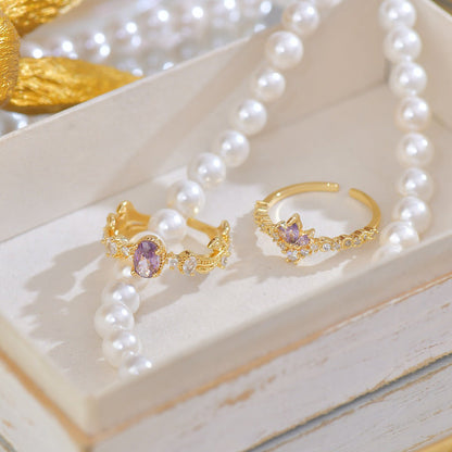 Amethyst Rococo Ring Set