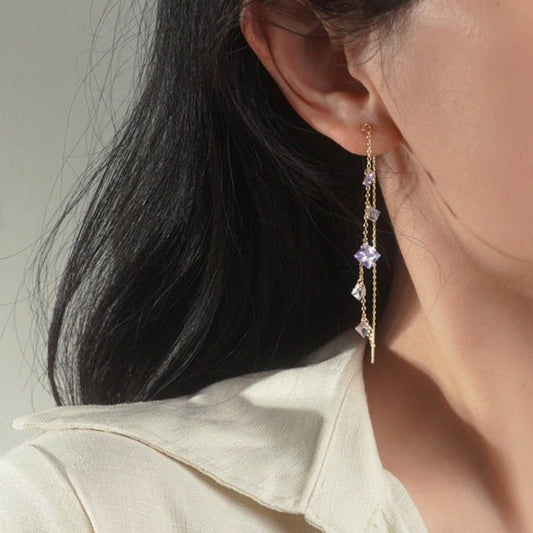 Amethyst Threader Earrings