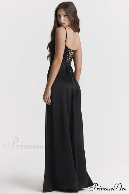 Anabella Black Lace Maxi Dress