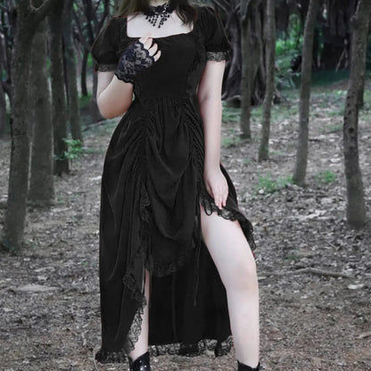 Ancient Lace Stitching Midi Dress
