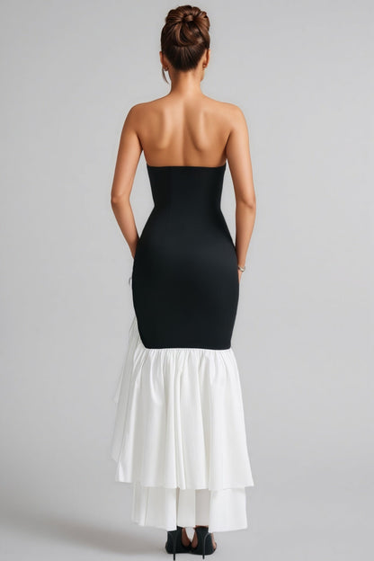 Mya Black Irregular Maxi Dress