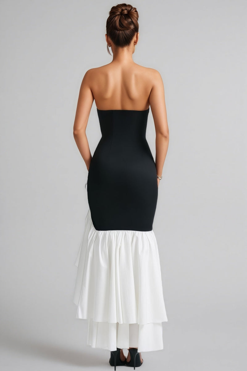 Mya Black Irregular Maxi Dress