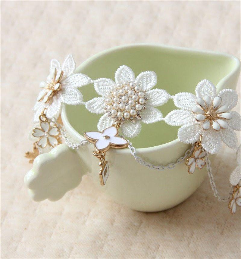 Flower White Lace Anklet