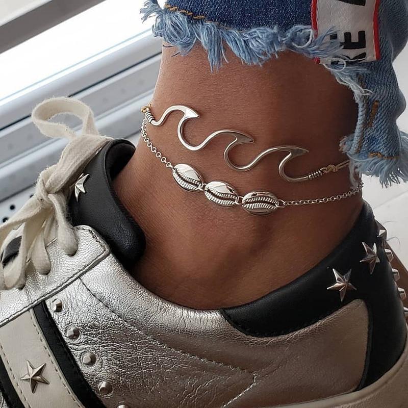 Beach Wave & Shell Anklets