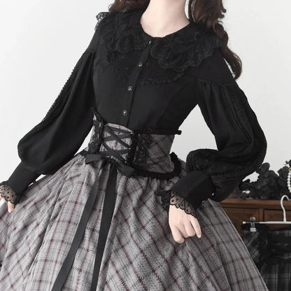 Antique Lace Frill Gigot Sleeve Blouse