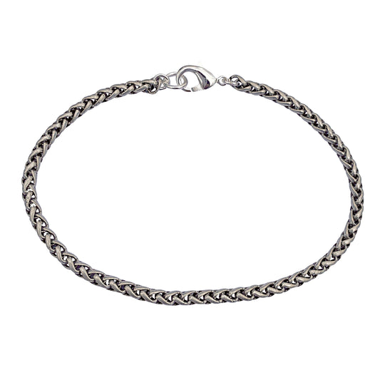 Antique Silver 3.2mm Thick Ponytail/foxtail/wheat Weave Chain Bracelet