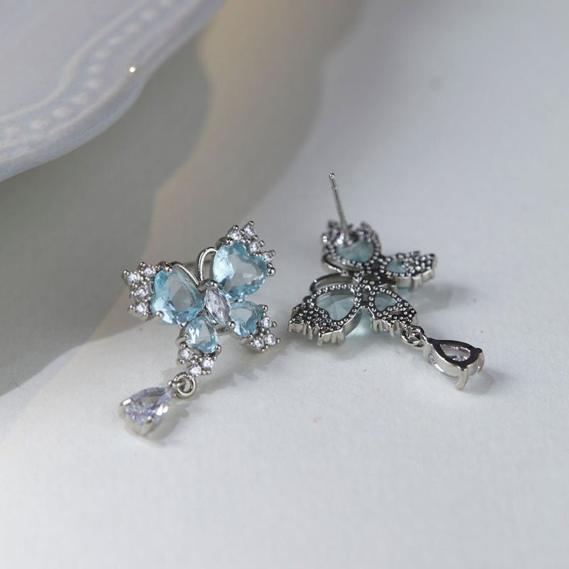 Aqua Butterfly Drop Earrings