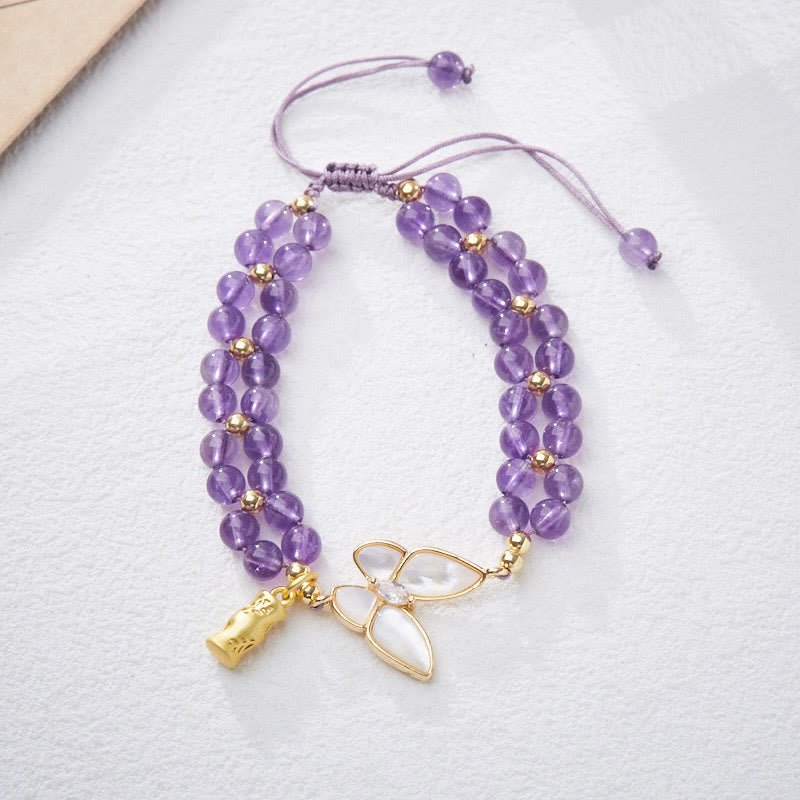 Aquamarine Amethyst Moonstone Healing Bracelet | 5-6mm Beads