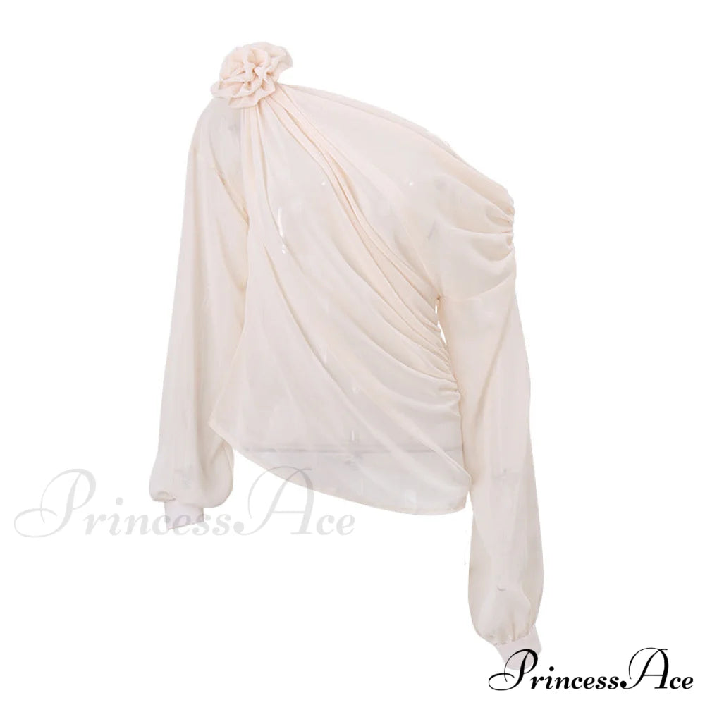 Asymmetric One Graceful Shoulder Off Blouse