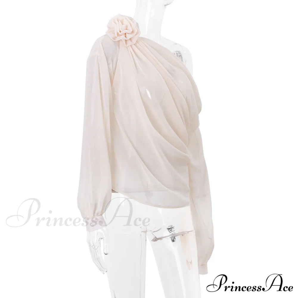 Asymmetric One Graceful Shoulder Off Blouse