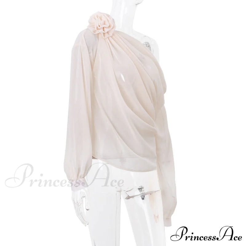 Asymmetric One Graceful Shoulder Off Blouse