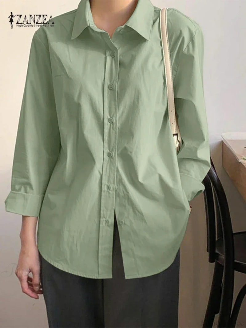 Asymmetrical Lace-up Button Lapel Blouse