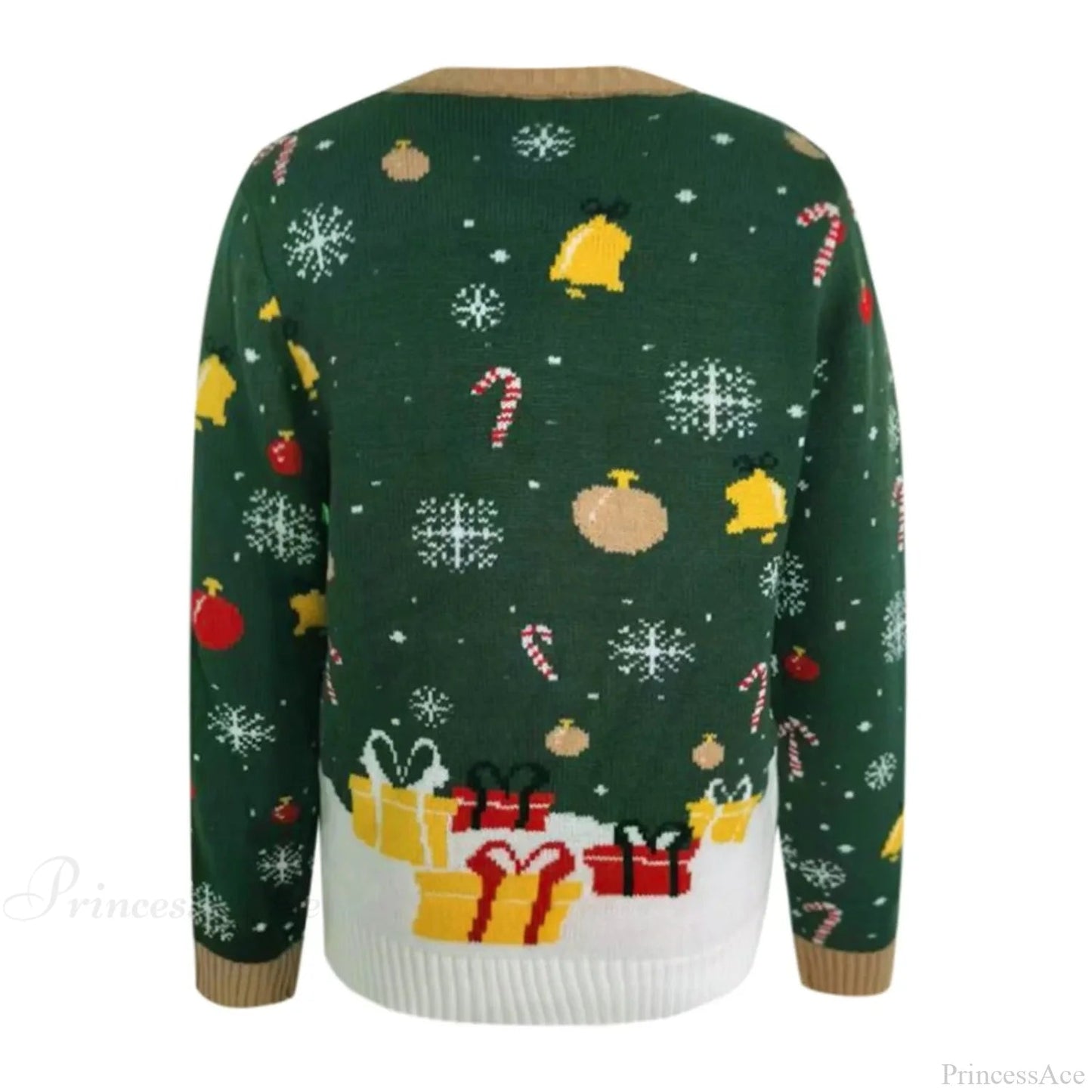 Autumn Winter Santa Jacquard Round Neck Retro Christmas Sweater With Led Light