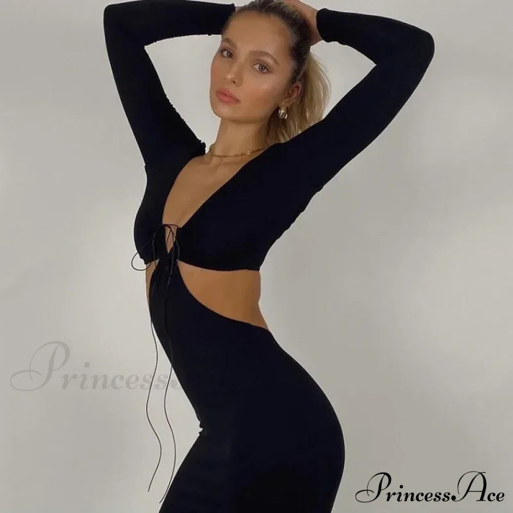 Halter Cut Out Outfits Maxi Dress