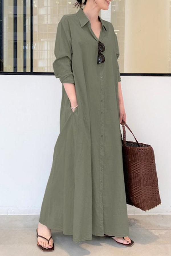 Long Sleeve Simple Loose Long Dress