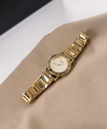 Gold Stainless Steel Mechanical Movement Hardlex Crystal Watches