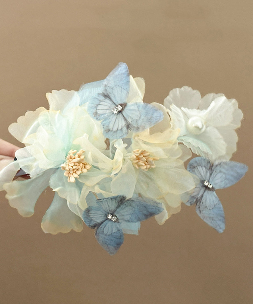 Retro Multicolor Tulle Butterfly Pearl Hairpin