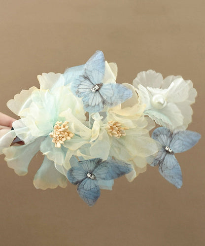 Retro Multicolor Tulle Butterfly Pearl Hairpin