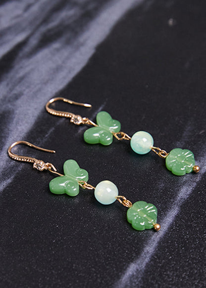 Butterfly Jade Zircon Drop Earrings